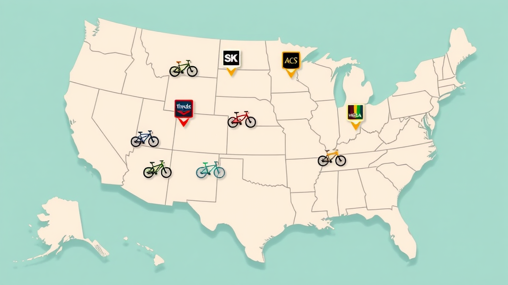 Map showing geographic reach of mid-sized bike brand growth beyond Bay Area and California